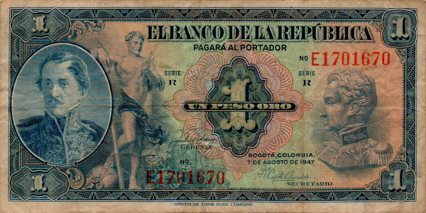 Colombia 1 1947 VF P-380/e